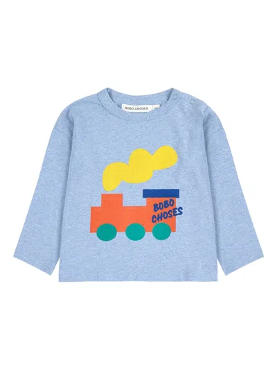 Bobo Choses Babies' Choo Choo Long-sleeve T-shirt In Blue