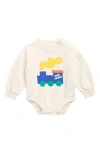 Bobo Choses Choo Choo Stretch Organic Cotton Sweatshirt Bodysuit In Gray