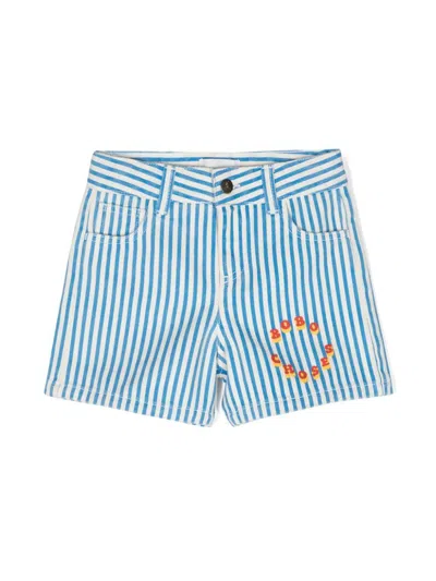 Bobo Choses Circle Stripes Woven Shorts In Blue