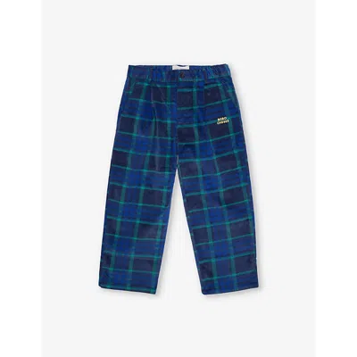 Bobo Choses Kids' Ck-print Straight-leg Velvet Trousers 2-11 Y In Midnight Blue