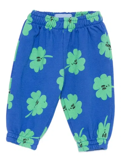 Bobo Choses Babies' Clover-print Jersey Tracksuit Bottoms In Blue