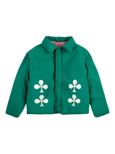 Bobo Choses Kids' Clover-print Reversible Jacket In Green
