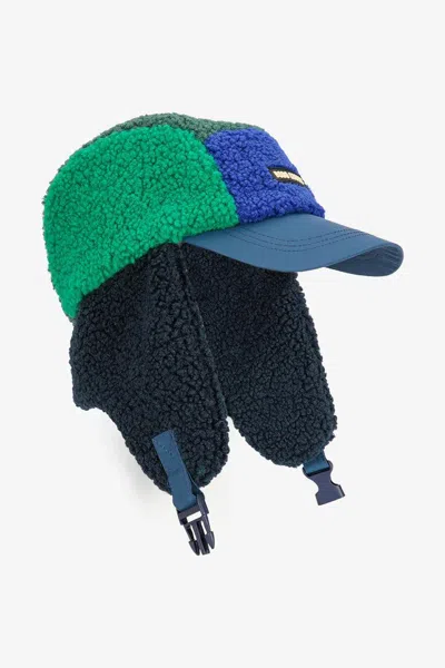 Bobo Choses Color Block Sheepskin Chapka Hat In Navy Blue