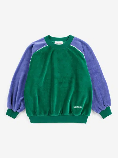 Bobo Choses Color Block Terry Cloth Sweatshirt In Green