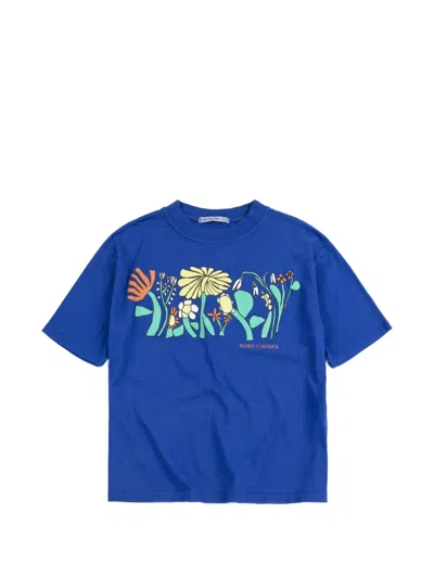 Bobo Choses Kids' Color Herbalist Floral Short-sleeve T-shirt In Blue
