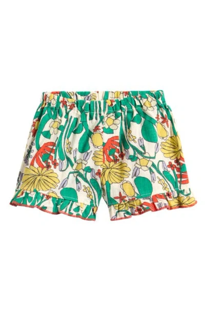 Bobo Choses Babies'  Color Herbalist Ruffle Hem Organic Cotton Shorts In Multi