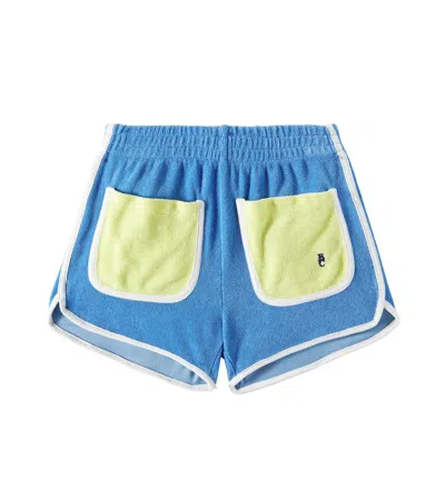 Bobo Choses Kids' Colorblock Cotton Terry Shorts In Blue
