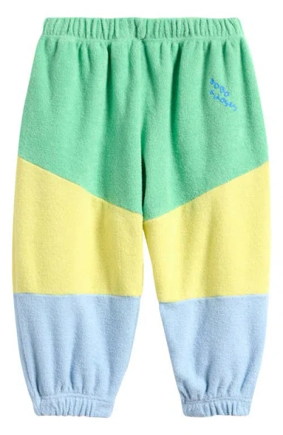 Bobo Choses Babies'  Colorblock French Terry Joggers In Light Green