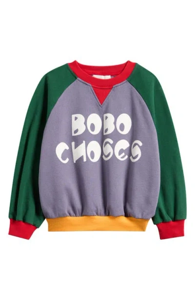 Bobo Choses Kids'  Colorblock Organic Cotton Sweatshirt In Gray