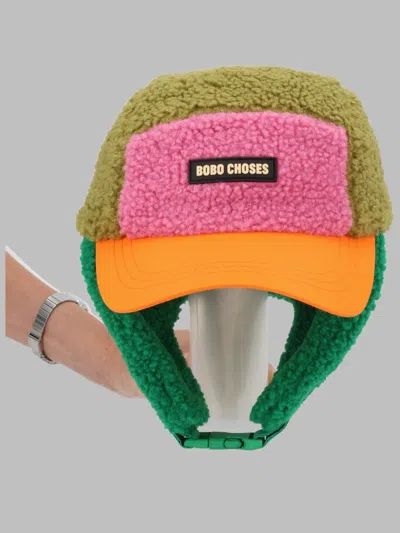 Bobo Choses Color-block Sheepskin Mittens For Kids In Green