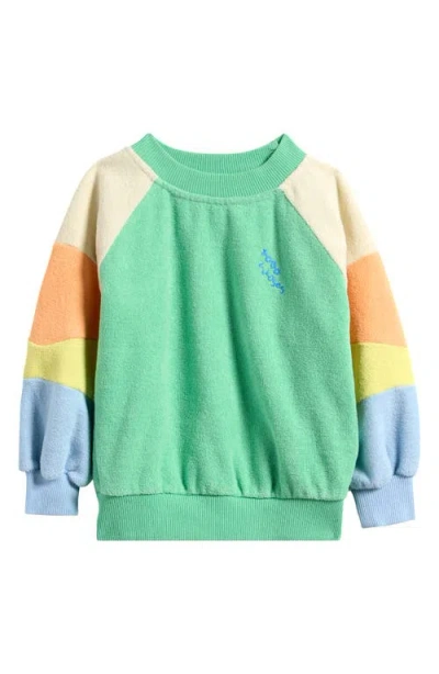 Bobo Choses Babies'  Colorblock Terry Cloth Sweatshirt In Light Green