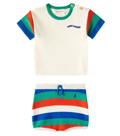Bobo Choses Babies' Colorblocked Cotton Shorts In Offwhite