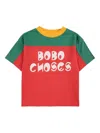 Bobo Choses Logo Colorblocked Cotton T-shirt In Red