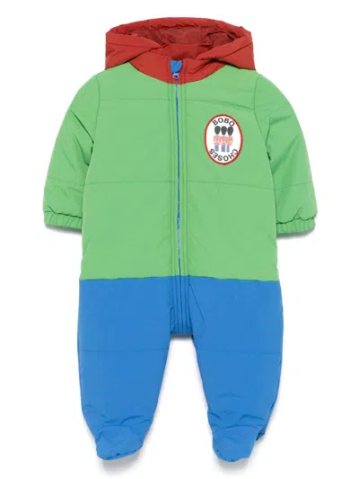 Bobo Choses Babies' Colour-block Snowsuit In 绿色