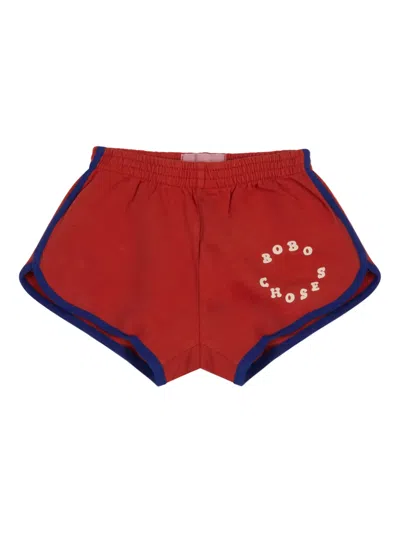 Bobo Choses Kids' Contrast-binding Shorts In Red