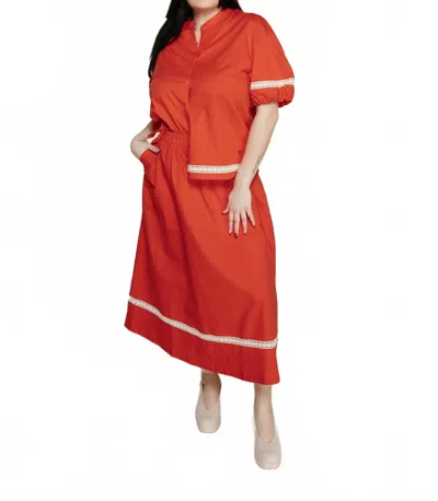 Bobo Choses Contrast-trim Evasé Midi Skirt In Red