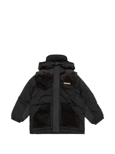Bobo Choses Kids' Corduroy-panelled Hooded Jacket In Black