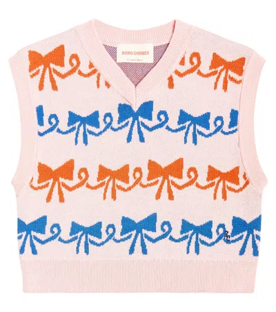 Bobo Choses Kids' Cotton Jacquard Sweater Vest In Pink