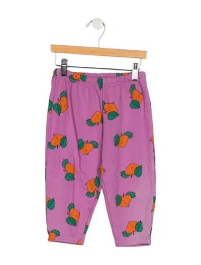 Pre-owned Bobo Choses Babies' Cotton Purple And Multicolor Patterned Casual Sweatpant With Elastic Waist