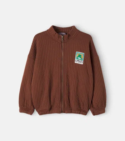 Bobo Choses Cotton Zip-up Sweatshirt In Brown