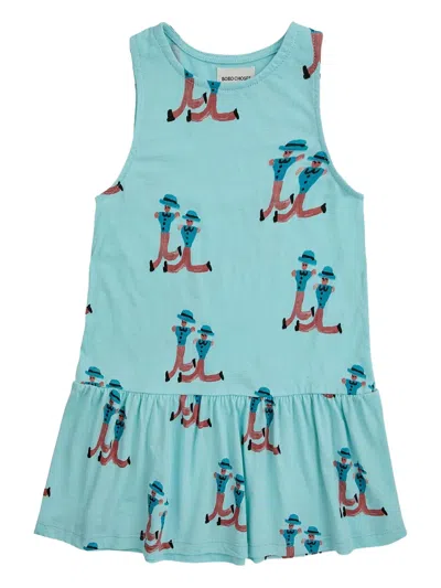 Bobo Choses Kids' Dancing Giants-print Dress In Blue