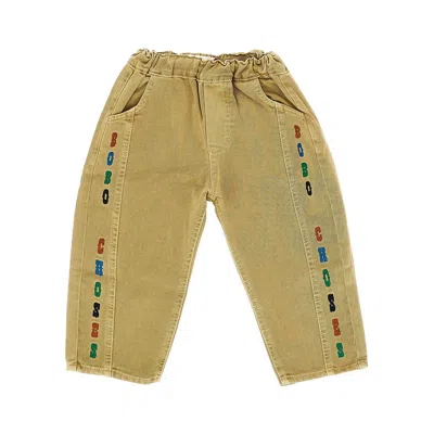 Bobo Choses Kids' Denim Pants With Logo Embroidery In Green