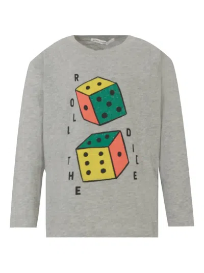 Bobo Choses Kids' Dice-print Long-sleeved T-shirt In Gray
