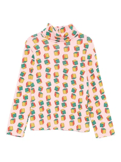 Bobo Choses Dice-print Turtleneck T-shirt In Pink