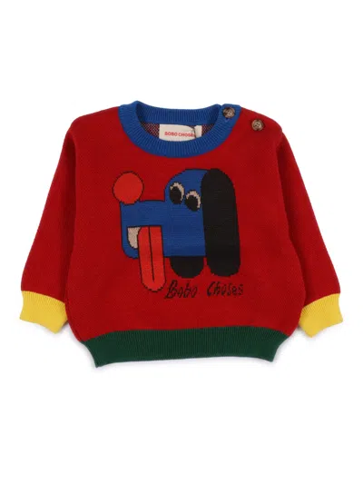 Bobo Choses Babies' Doggy Mate Jacquard Jumper In Red