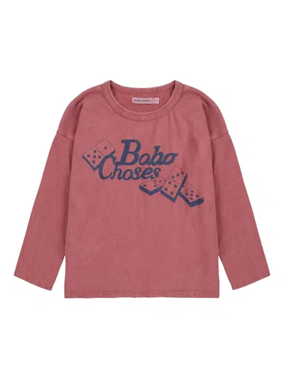 Bobo Choses Kids' Dominos Print Long-sleeve T-shirt In Pink