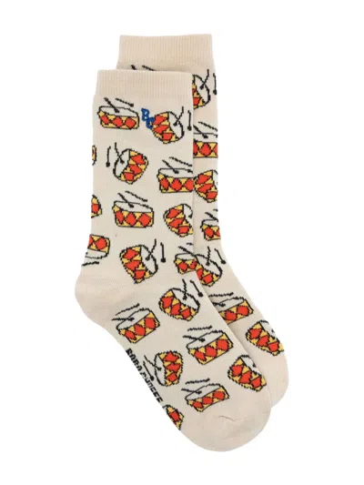 Bobo Choses Kids' Drum Intarsia-knit Socks In Neutral