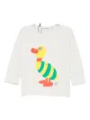 Bobo Choses Duck-print Long-sleeve T-shirt In White