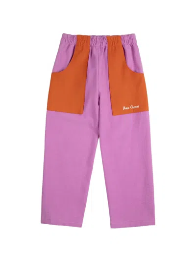 Bobo Choses Kids' Elasticated Colourblock Trousers In Purple
