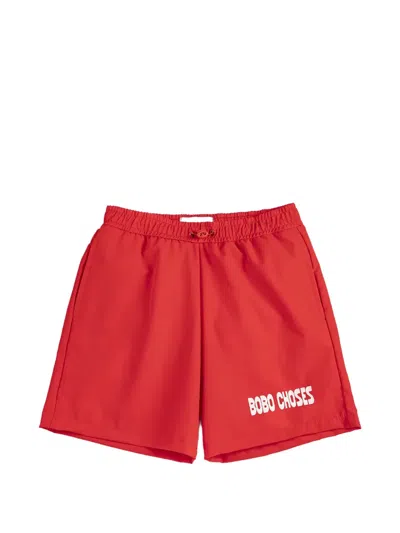 Bobo Choses Kids' Elasticated Drawstring Swim Shorts In Red