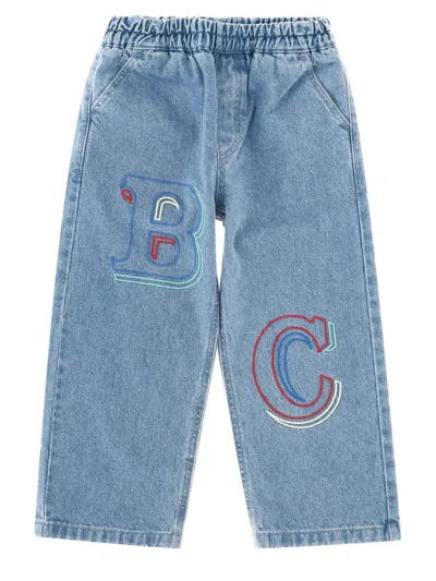Bobo Choses Embossed Denim Pants In Blue