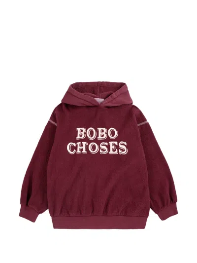 Bobo Choses Kids' Embossed Fleece Hoodie In Red
