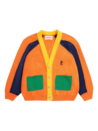 Bobo Choses Kids' Embroidered-logo Cardigan In Orange
