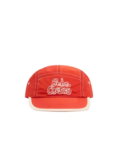 Bobo Choses Embroidered Poly Baseball Hat In Red