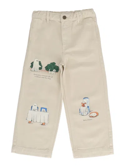 Bobo Choses Kids' Everyday Ghosts Twill Pants In Transparent