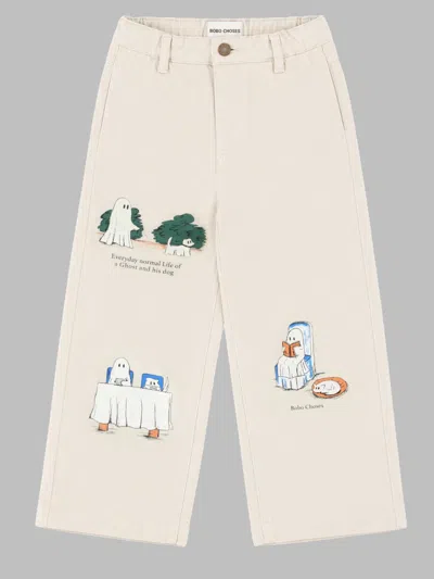 Bobo Choses Everyday Ghosts Twill Pants In White