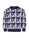 Bobo Choses Blue Sweater For Kids With Dog In White