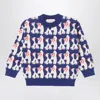 Bobo Choses Blue Sweater For Kids With Dog In White