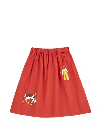 Bobo Choses Kids' Farm Adventure Elasticated Print Skirt In Red