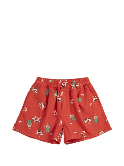 Bobo Choses Kids' Farm Adventure Elasticated Shorts In Red