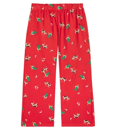 Bobo Choses Kids' Farm Adventure Printed Cotton Pants In Red