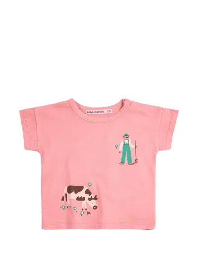Bobo Choses Babies' Farm Adventure Printed T-shirt In Pink
