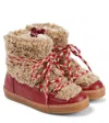Bobo Choses Faux Shearling And Leather Ankle Boots In Brown