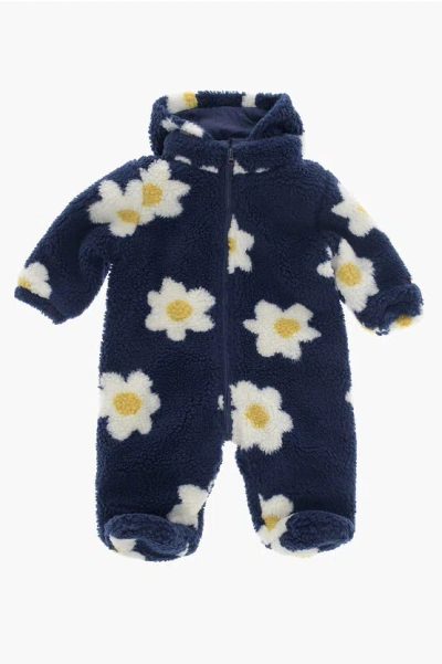 Bobo Choses Babies' Fleeced- Floral Motif Jacket In Blue