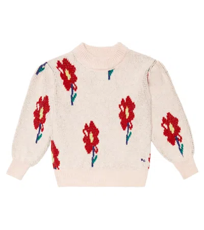 Bobo Choses Kids' Floral Intarsia Sweater In White