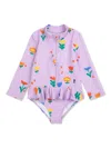 Bobo Choses Floral Motif Swimsuit In Purple